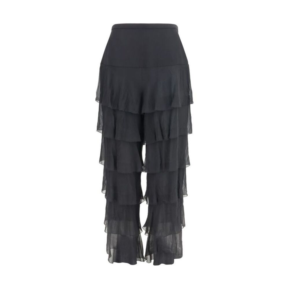 Valentino Garavani Black Silk Casual Women's Pants